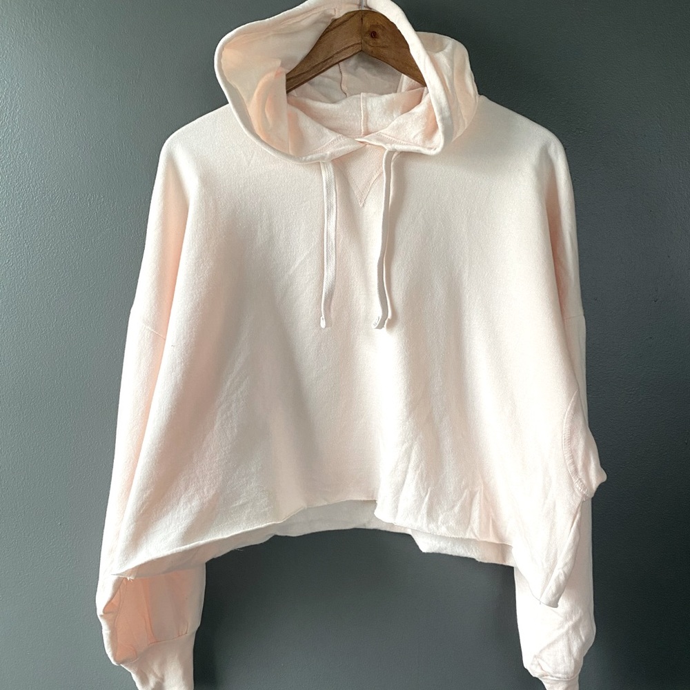 Cropped Raw Hem Hoodie